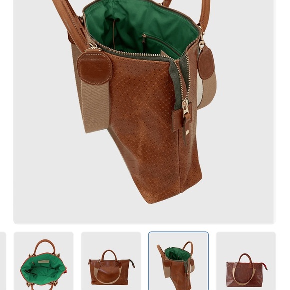 Blair Ritchey MINI HUGH PERFORATED CHESTNUT with POPPY ZIPPER Beautiful Leather - Picture 11 of 15